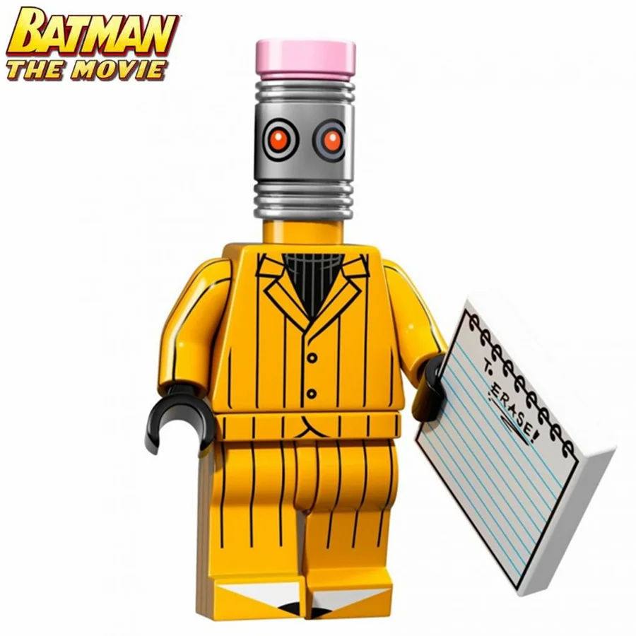 

Single Sale Batman Movie ERASER Man with pencil head Super Heroes Avengers minifig Assemble DIY Building Blocks Kids Toys Gifts