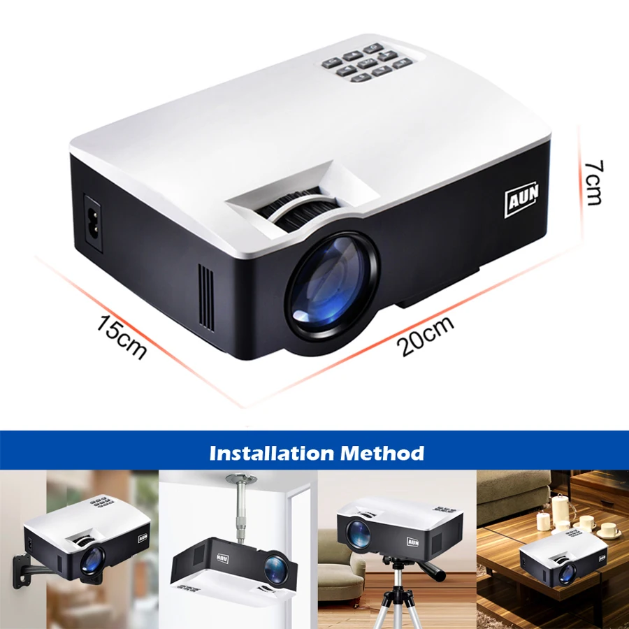 AUN LED Projector AKEY1 Plus, Built-in Android 6.0, WIFI, Bluetooth. 1800 Lumens Beamer Support 4K Vdeo 1080P for Home Theater