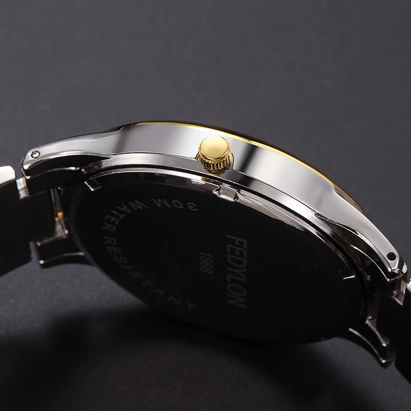 Fedylon марка качество золота мужчины женщины платье кварцевые часы relogio masculino