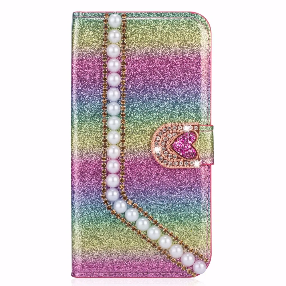 XINGDUO Case Cover for IPhone X XS XR 6 6s 7 8 Plus Luxury Pearl Flip PU Leather Phone Case Silicon Protective Shell Cover