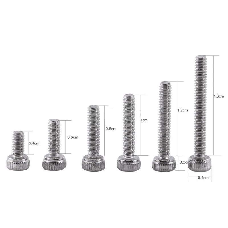 250pc/set Assortment Kit Set A2 Stainless Steel Hex Socket Screw Bolt Nut M2 Cap/Button/Flat Head Assortment Kit