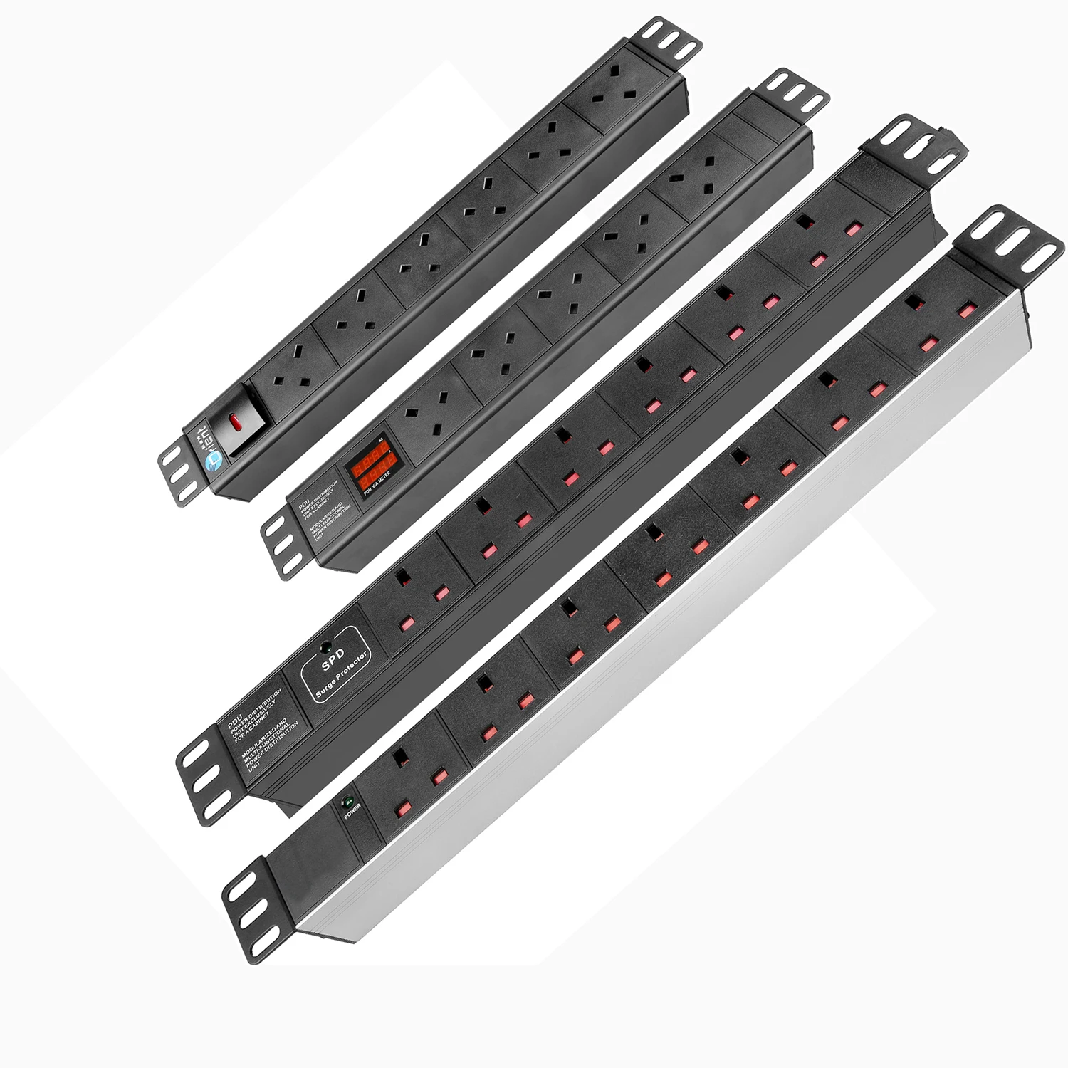 Мощность блок распределения Carbinet полосы PDU 7/6/5 AC UK розетки выключатель Стабилизатор напряжения индикатор Дисплей удлинитель 2 м