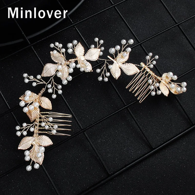 

Minlover Gold Color Handmade Maple Leaf Hair Combs for Bride Simulated Pearl Wedding Hair Accessories Hairbands for Women FS292