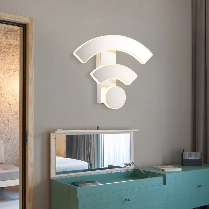 Современная светодиодная настенная лампа из нержавеющей стали в форме Wifi для