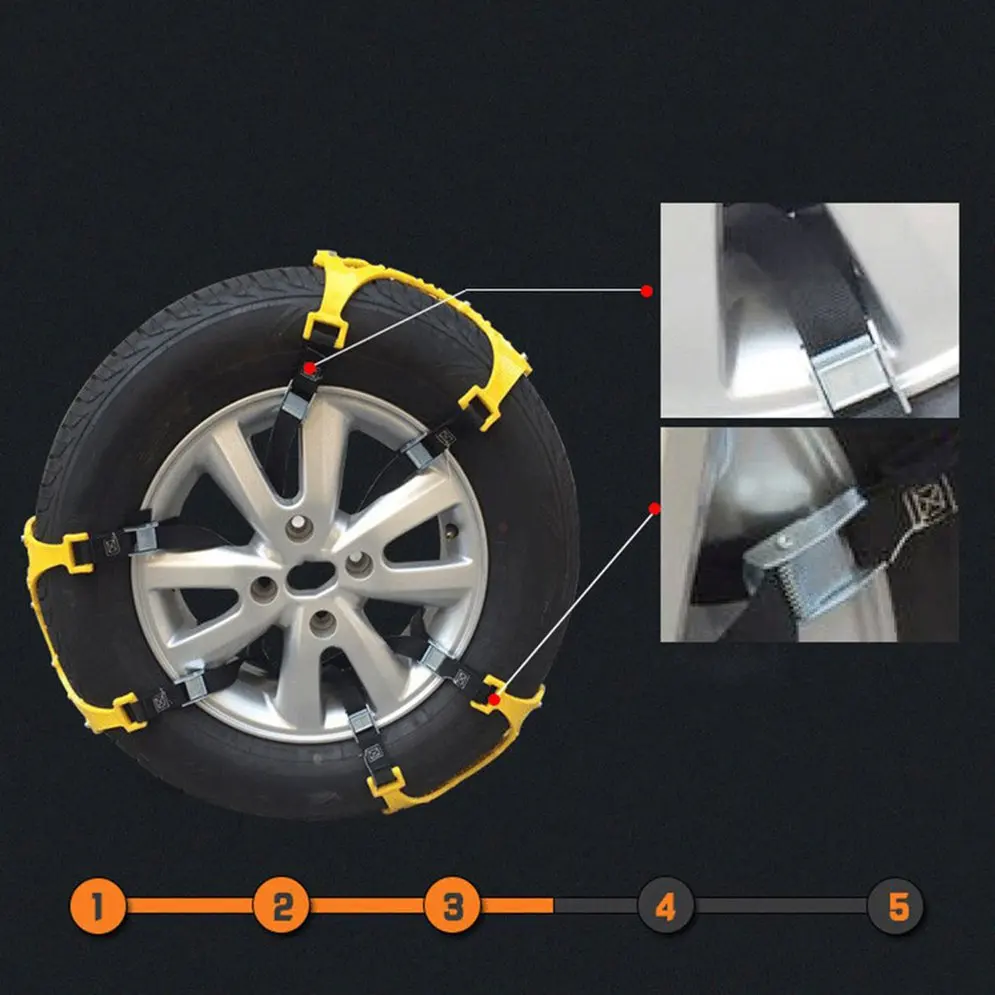 Автомобильные универсальные автомобильные противоскользящие цепи, противоскользящие цепи для шин, прочные цепи из ТПУ, 6 штук, бычьи сухожилия