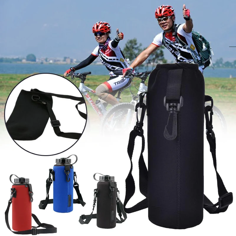 

Portable 1000ML Water Bottle Insulated Cover Bag Holder Strap Outdoor Sport Tool