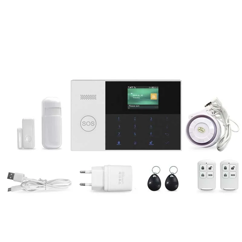 

2018 new GSM anti-theft alarm wireless WiFi dual-network intelligent security system with emergency help button