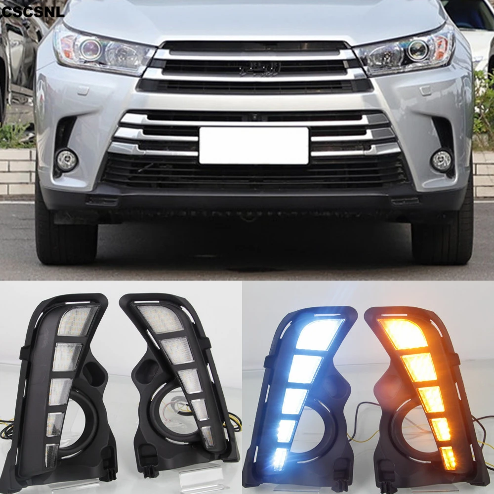 

CSCSNL 2PCS Car LED Daytime Running Light Car Accessories Waterproof 12V DRL Fog Lamp Decoration For Toyota Highlander 2018 2019