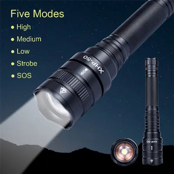 

New Torch Led Light Tactical Military LED Flashlight Torch 5-Mode Lampe Torche 18650 Flashlight Led Zaklamp 40DC10