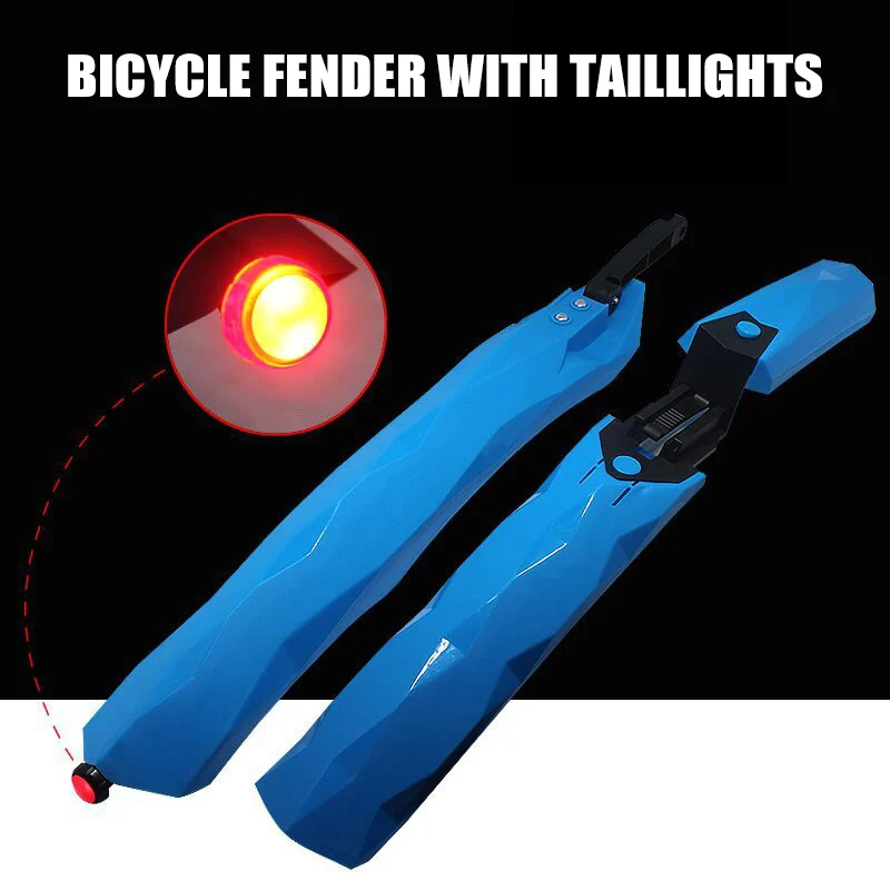 

1 Pair Bicycle Mudguard Bike Fenders Mud Guards Wings Set with LED Taillights FK88