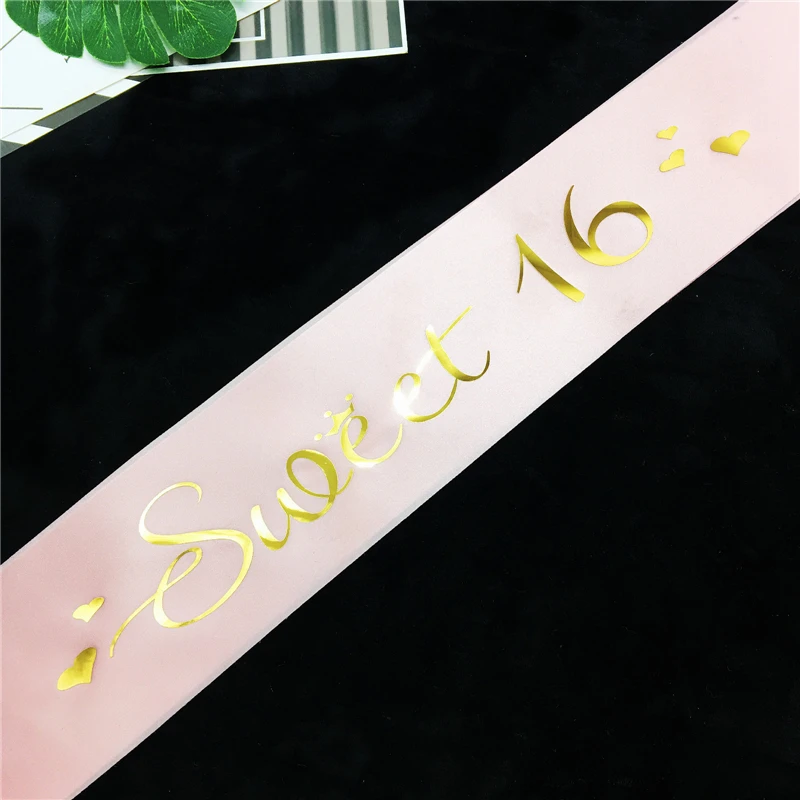 1Pcs Sweet 16 Princess Birthday Sash Girls 16th Birthday Party Decoration Supplies Favor Gifts Happy Birthday Decoration. Q