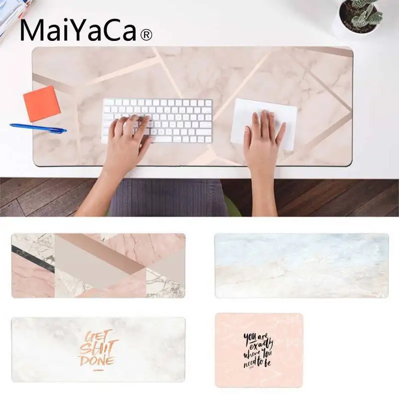 

MaiYaCa In Stocked Pink Gold White marbl gamer play mats Mousepad Rubber Mouse Durable Desktop Mousepad