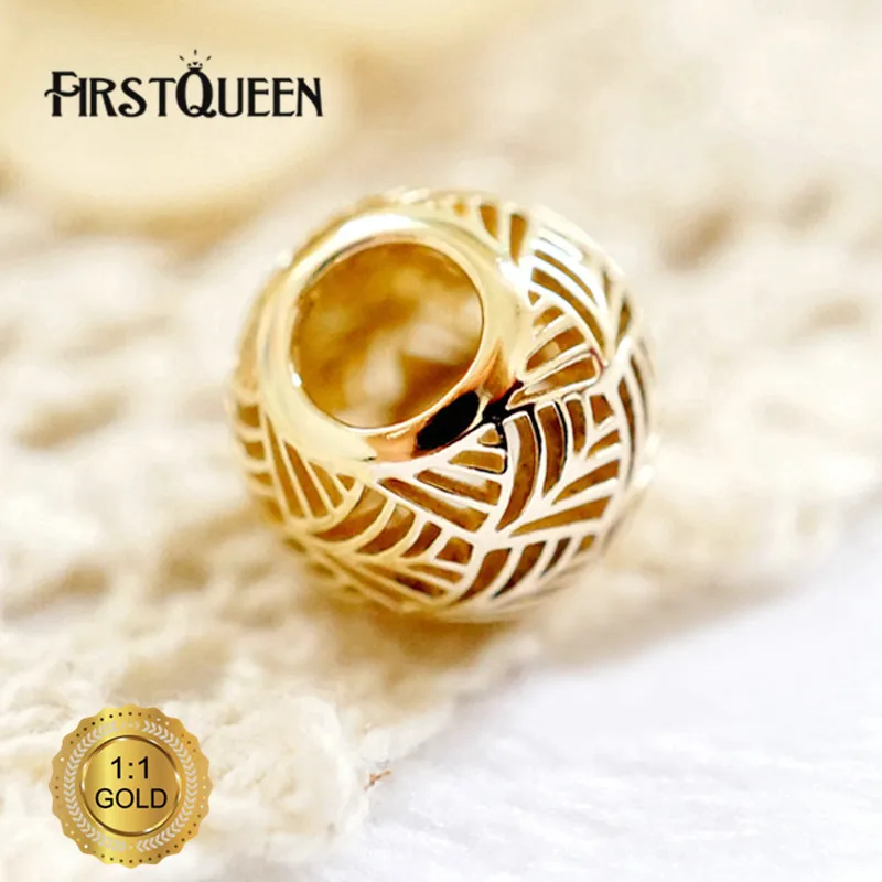 

FirstQueen 14k solid gold Palm Tree Charm Fit Original Brand Bracelet Authentic Luxury Jewelry For Woman