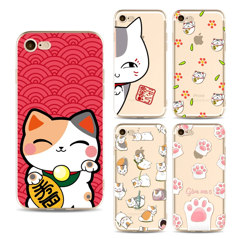 Милые Lucky Cat телефон чехлы для iPhone 6 6S 6plus 7 s плюс мягкий Fundas прозрачный ТПУ кремния