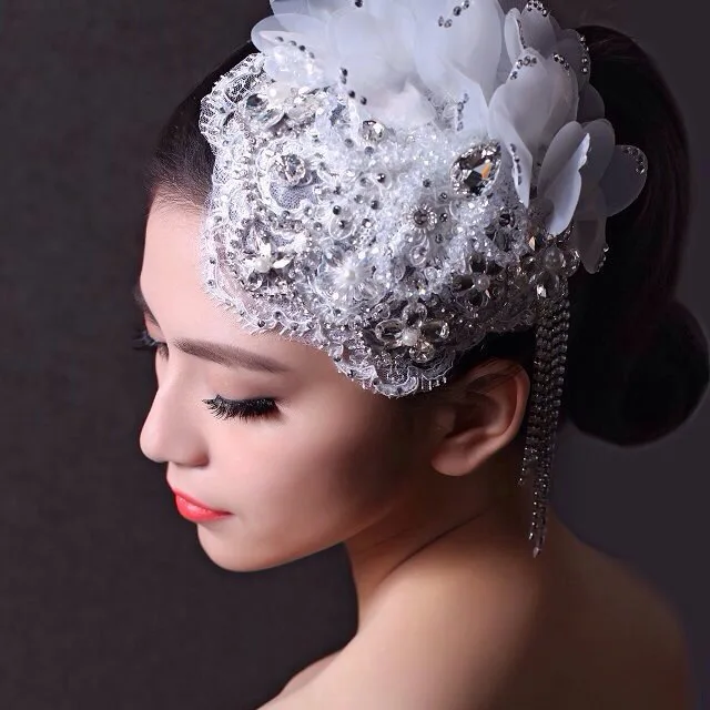 Artesanal de Cristal Cintilante Tiara Coroa de Casamento Da Noiva Flor Headband Nupcial Mulheres prom Coroas  Acessórios Bijoux Cheveux (2)
