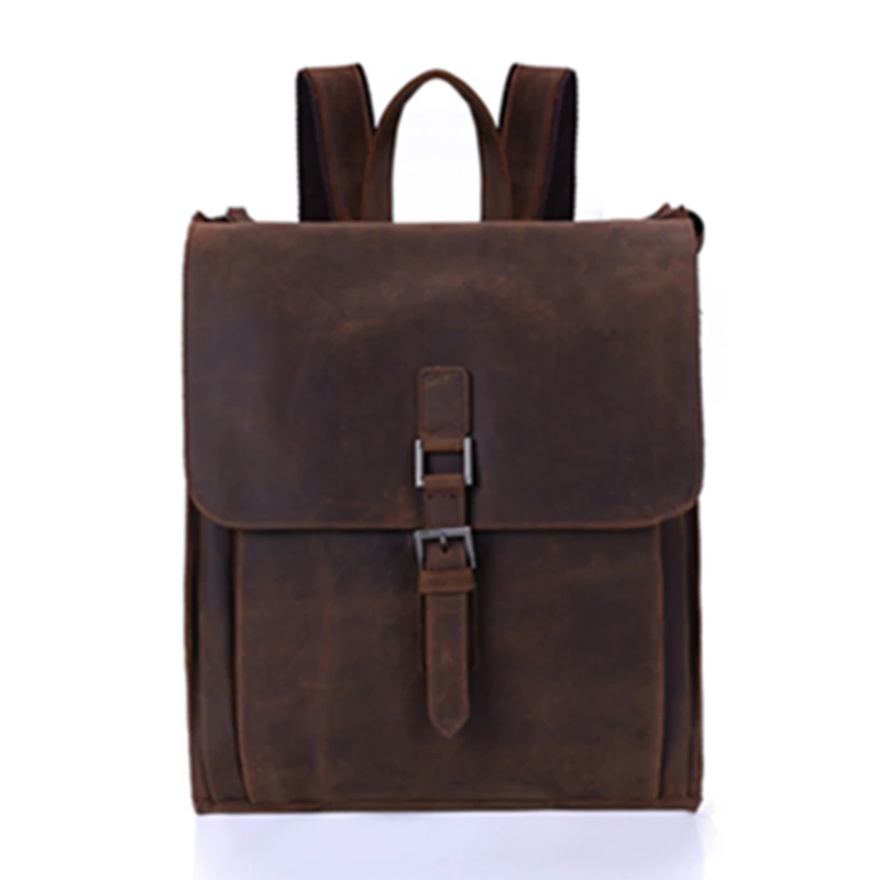 

2019 Brand Designer Genuine Leather Backpack Crazy Horse Leather Daypack Vintage Handmade Multifunctional Shoulder Bag Bolsa