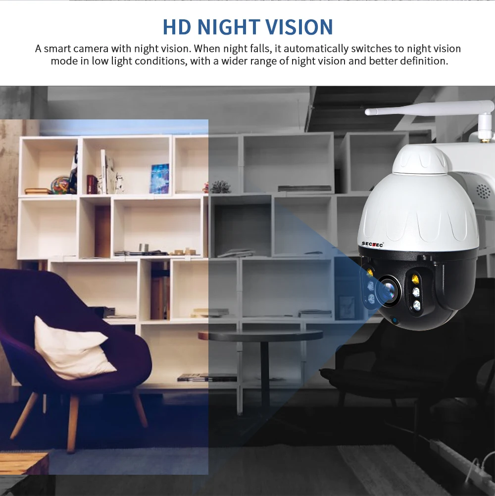SECTEC 1080P PTZ IP камера с автоматическим отслеживанием наружная Onvif водонепроницаемая