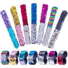 Magic Bracelet Double Color Sequin Slap Bracelet Simple Fashion Magic Trick Kid Party Girl Hair Accessories Wristband Xmas Gift Magic Bracelet Double Color Sequin Slap Bracelet Simple Fashion Magic Trick Kid Party Girl Hair Accessories Wristband Xmas Gift