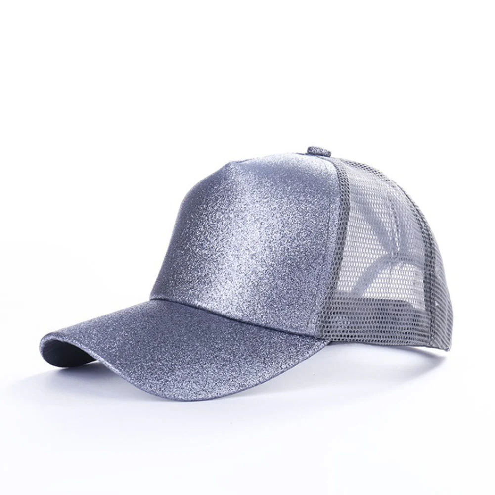 Блестящая бейсбольная кепка "конский хвост", регулируемый бейсболка кепка для папы, шапки для женщин, кепка s Messy Bun, Спортивная Кепка в стиле хип-хоп - Цвет: glitter grey