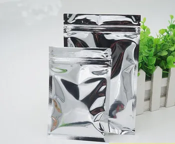 

DHL Zipper Top 500Pcs/ Lot 12*20cm Aluminum Foil Packaging Bags Valve Silver Mylar Heat Seal Tea Zip lock Pack Storage Pouches