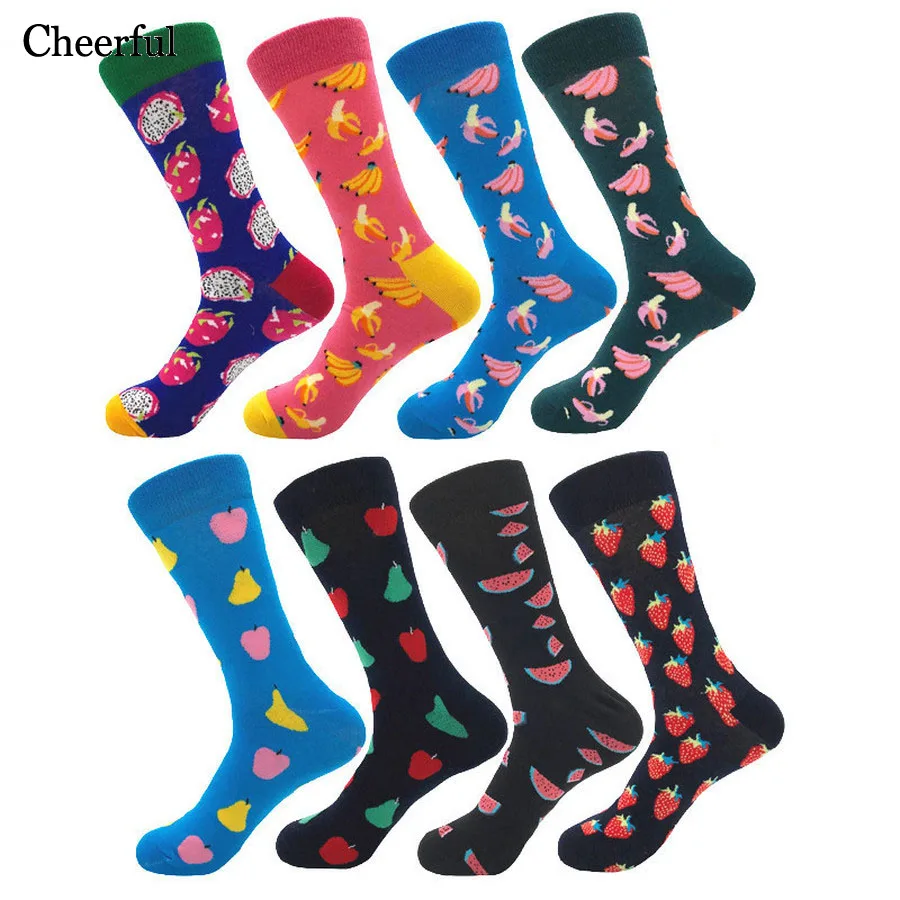 

2019 Colorful Fruit Happy Socks Harajuku Personality Wedding Sock Fuzzy cotton Compression Socks Women Christmas Gifts for Men