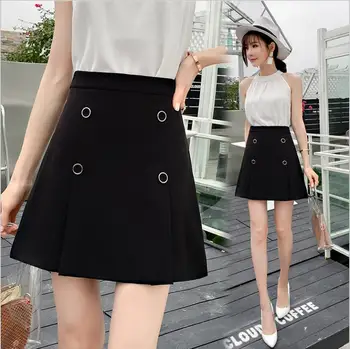 

2018 summer new fashion Lap top skirt A-Line solid color student casual temperament skirt