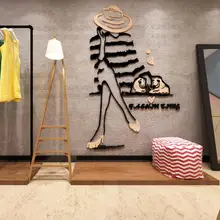 DIY 3D нетоксичные Акриловые Модные наклейки на стену для девочек, магазин одежды, настенные декоративные наклейки, домашний декор