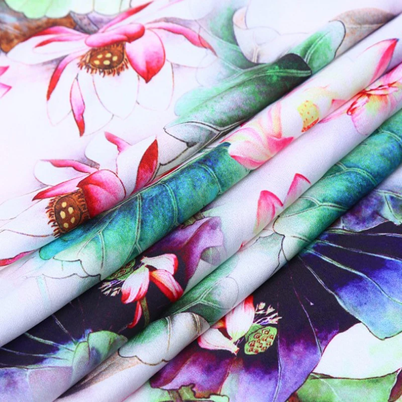 

2018 New Fashion 100% Polyester printed crepe chiffon fabric For Summer Dress