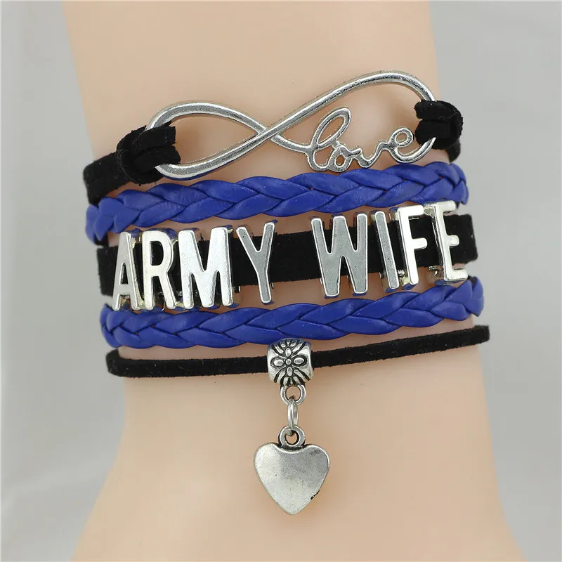 Wholesale factory Infinity Army Wife bracelet BACK THE BLUE Bracelet Customize wristband friends