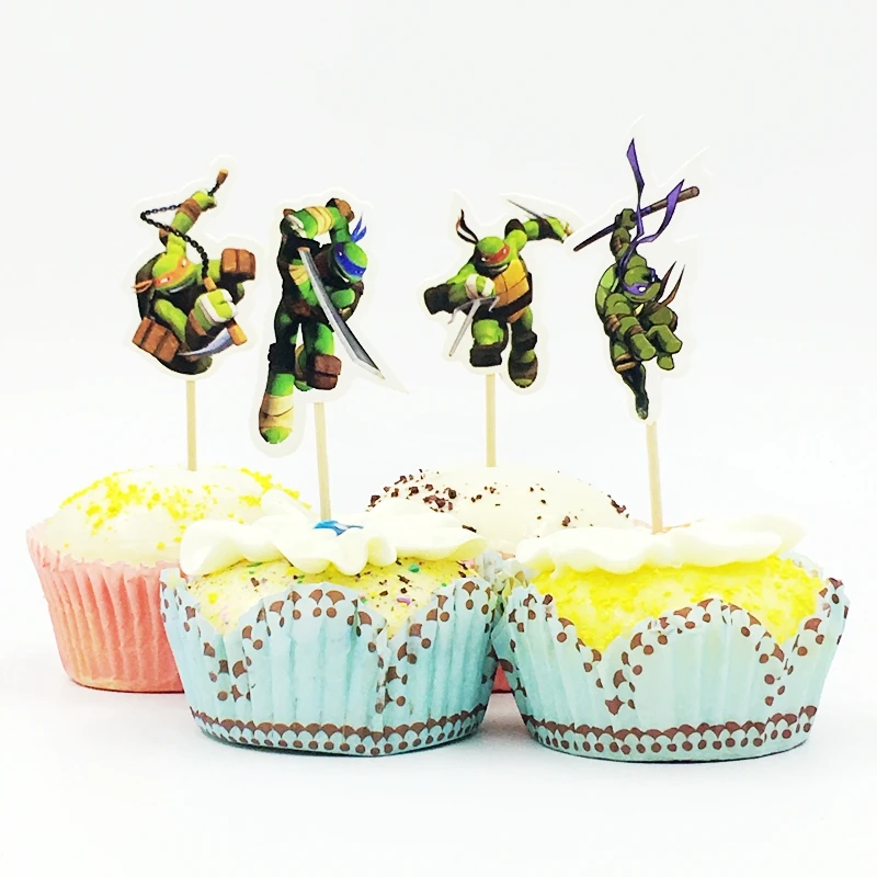 24pcs Lot Masked Warrior Teenage Mutant Ninja Turtles Cupcake