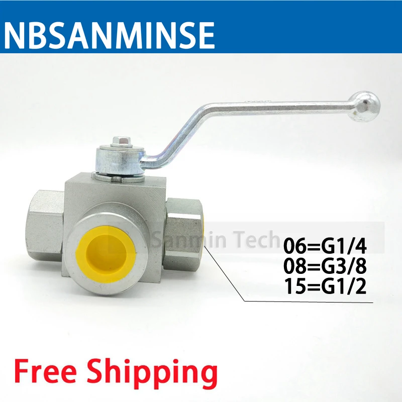 Hydraulic Ball Valve 3-Way Valve Male Thread KHB3K - G 1/4 3/8 1/2 High pressure valve Sanmin цена Hydraulic Ball Valve 3-Way Valve Male Thread KHB3K - G 1/4 3/8 1/2 High pressure valve Sanmin цены онлайн