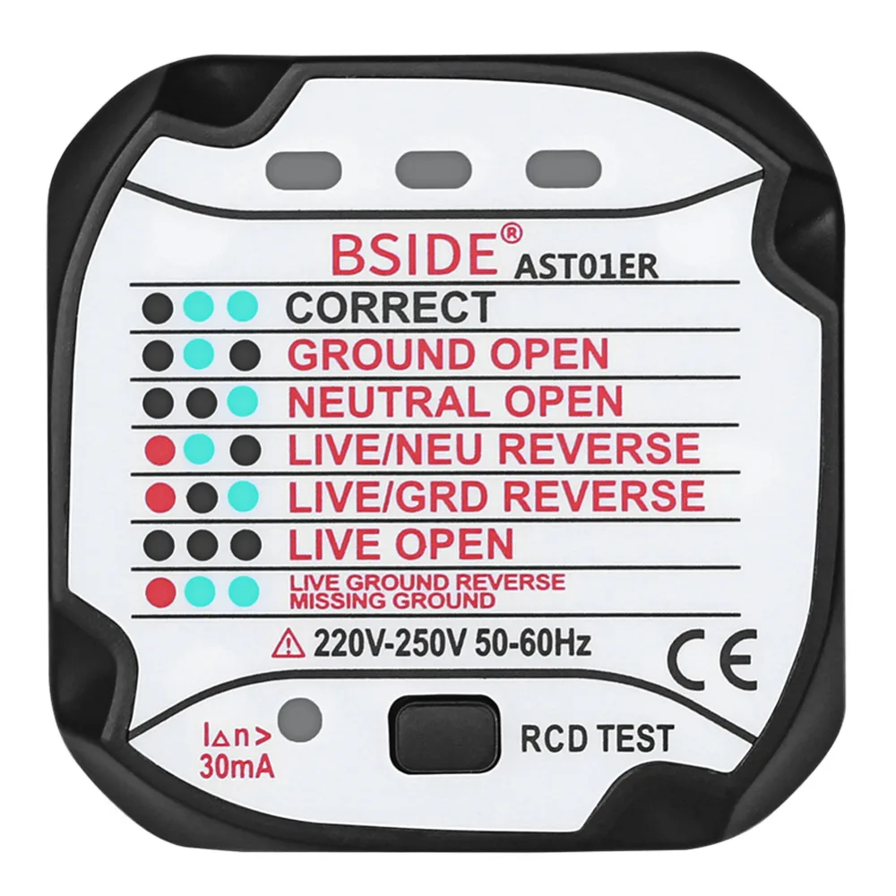 

BSIDE AST01 Professional Automatic Electric US/EU Plug Socket Tester Detector AST01