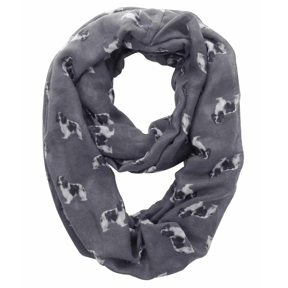 

Cavalier King Charles Spaniel Dog Print Womens Infinity Loop Tube Scarf Wrap Soft Lightweight Pet Puppy Gift Idea