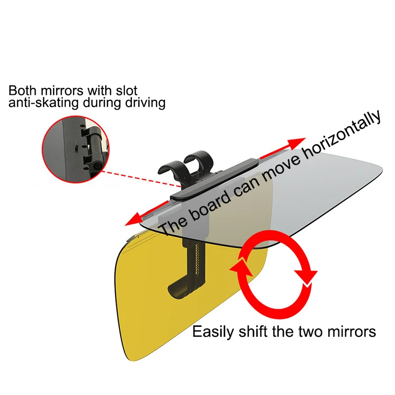  Car Big Sun Visor HD Dazzling Goggles Driving Fold Flip Down Mirror Spring clip Day Night Anti-dazz