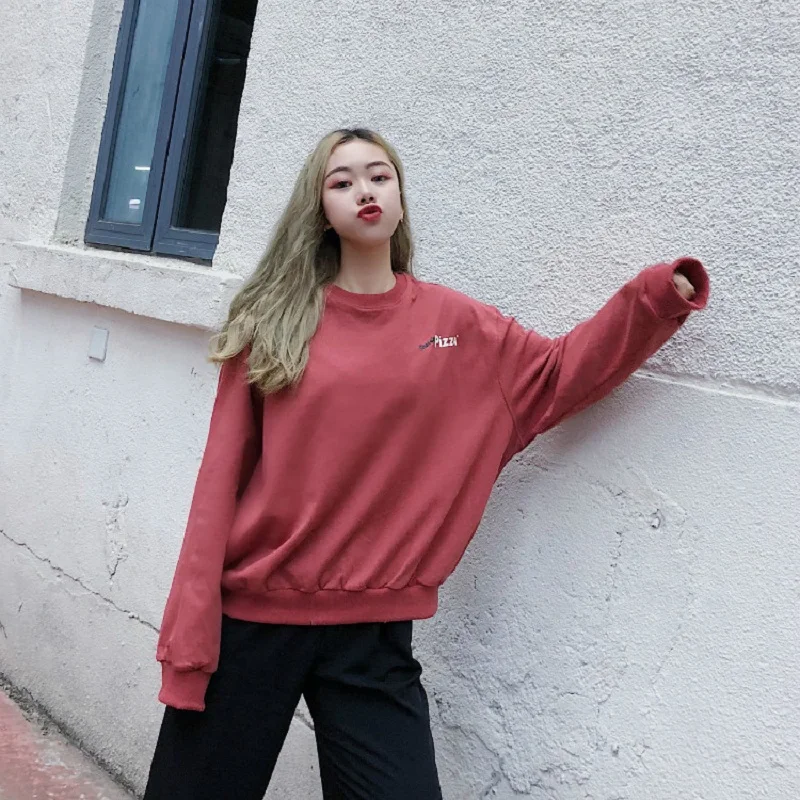 Корейский повседневное письмо Мода пуловеры для женщин Толстовка для Топ женский Осень 2018