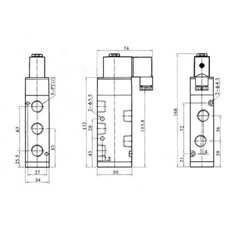 1/2 ''BSP 2 Положение 5 портов воздушный Соленоидный клапан 4V410 15 Пневматический