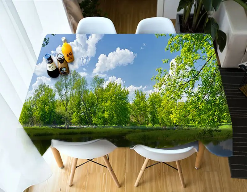 Quiet Lakeshore Scenic Landscape Tablecloth Round Factory Outlet | Дом и сад