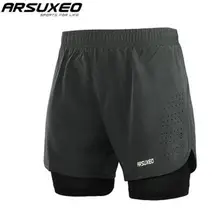 ARSUXEO мужские 2 в 1 шорты для бега быстросохнущие дышащие активные тренировочные спортивные шорты для бега с эластичной резинкой на талии
