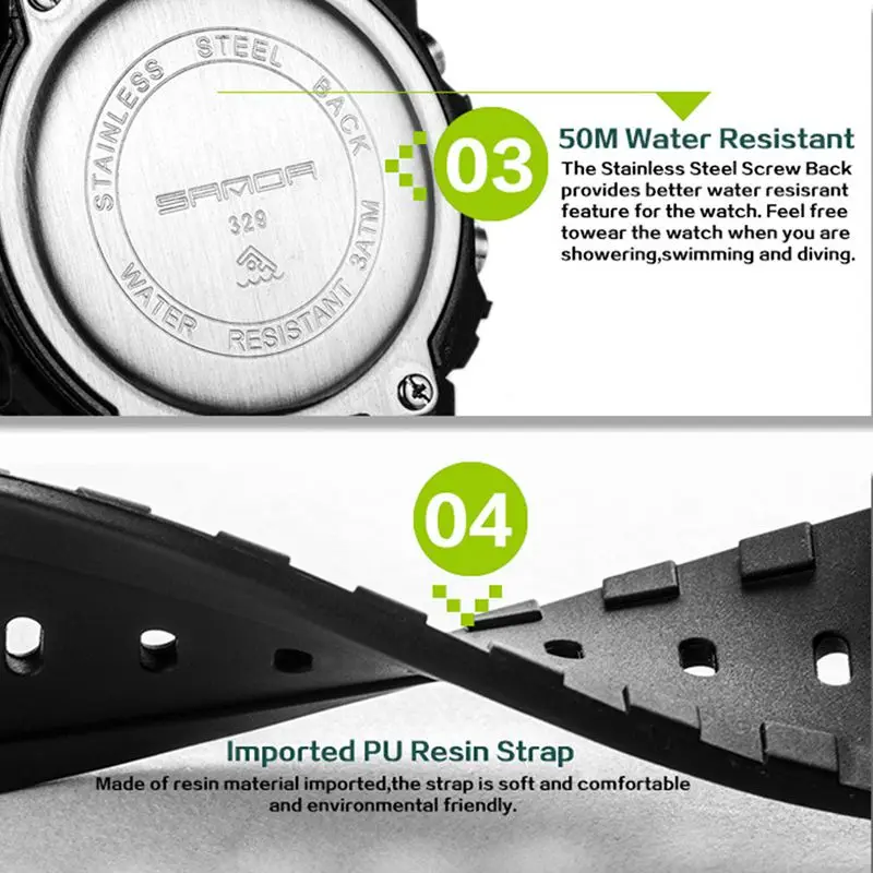 Sanda часы мужские стильные водонепроницаемые спортивные часы цифровые часы