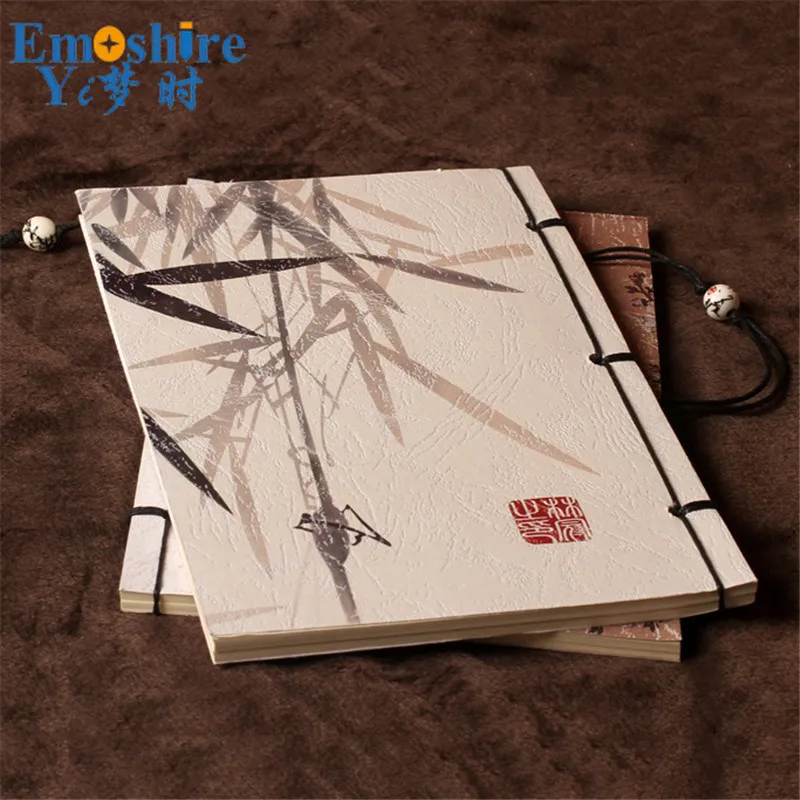 Китайский стиль Бамбук стильный провода тетрадь для студентов Искусство Живопись чистая крафт-бумага Оптовая Продажа Продвижение Ретро N328