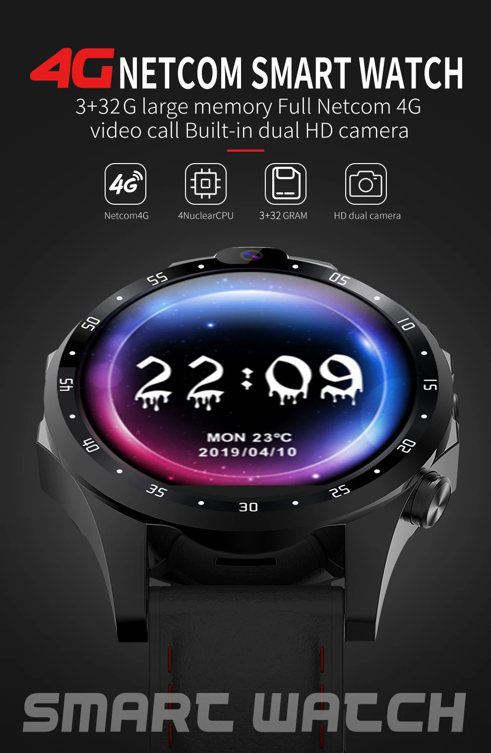 V9 мужские умные часы 1,6 дюймов AMOLED экран Android 7,1 MTK6739 3 ГБ+ 32 ГБ Роскошные деловые умные часы 4G Smartwatch для Android IOS