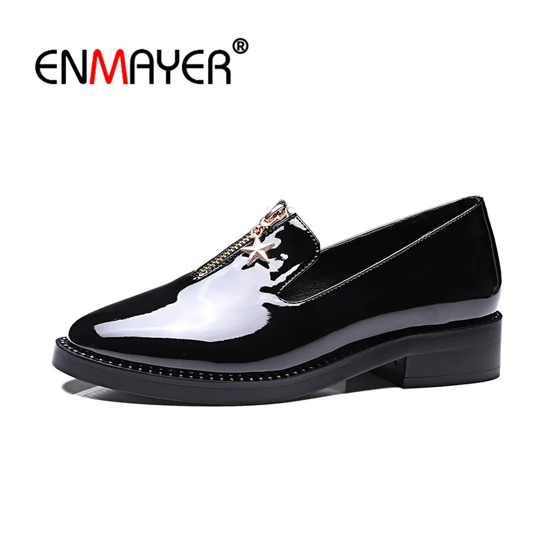

ENMAYER Metel Shoes Woman Round Toe Flats Shoes Office&Career Derby Shoes Platform Black&Wine red Platform Shoe Plus Size 34-43