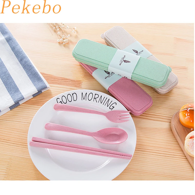 Pekebo 3pcs/set dinnerware sets eco friendly cutlery set kitchen