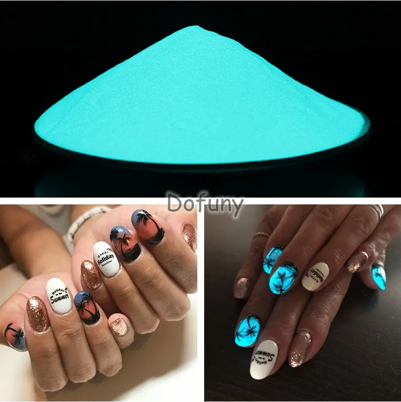 

Glow Glitter Nail luminescent phosphor powder,DIY Nail Polish Luminous powder,glow in the dark Nail Glitter powder pigment 50g