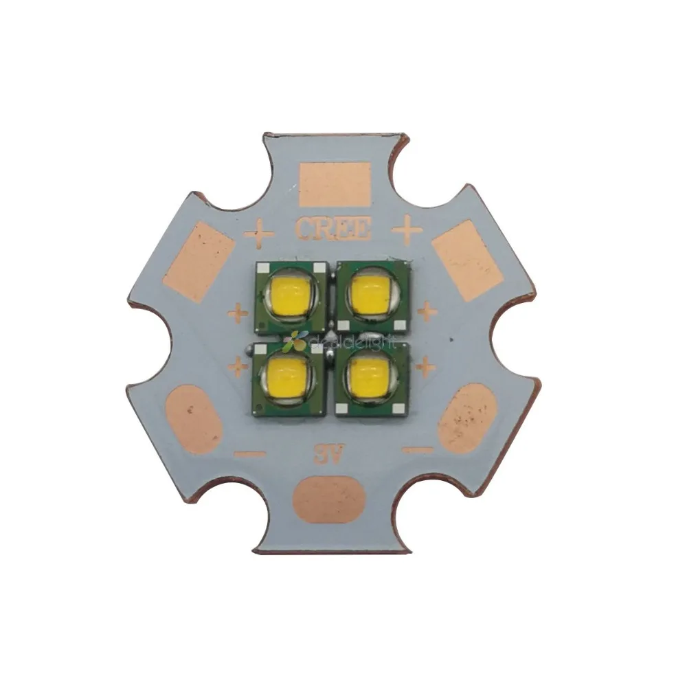 

2PCS Cree XPE XP-E 4 Chips 10W 6V/12V LED Emitter instead of MCE XML White Red Green Blue Yellow LED with 20MM Cooper PCB