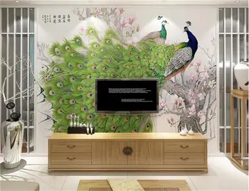 

3d wallpaper 3d photo wallpaper custom mural living room jade carvings peacocks picture sofa TV background wallpaper for wall 3d