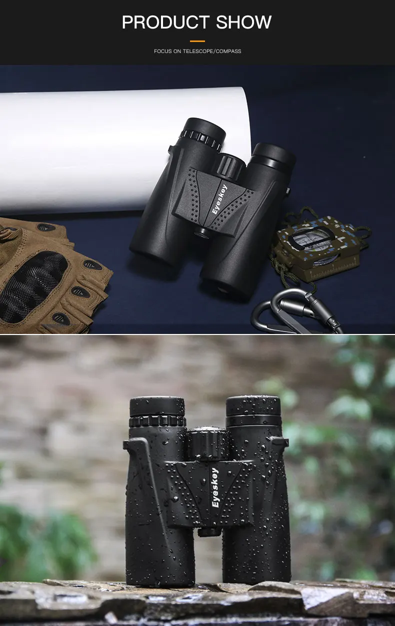 Telescópio à Prova Scopes com Alça de Pescoço Caça Binóculos Eyeskey Prism d' Água Camping Não-slip 8x42 Bak4 11 Telescópio e binóculos