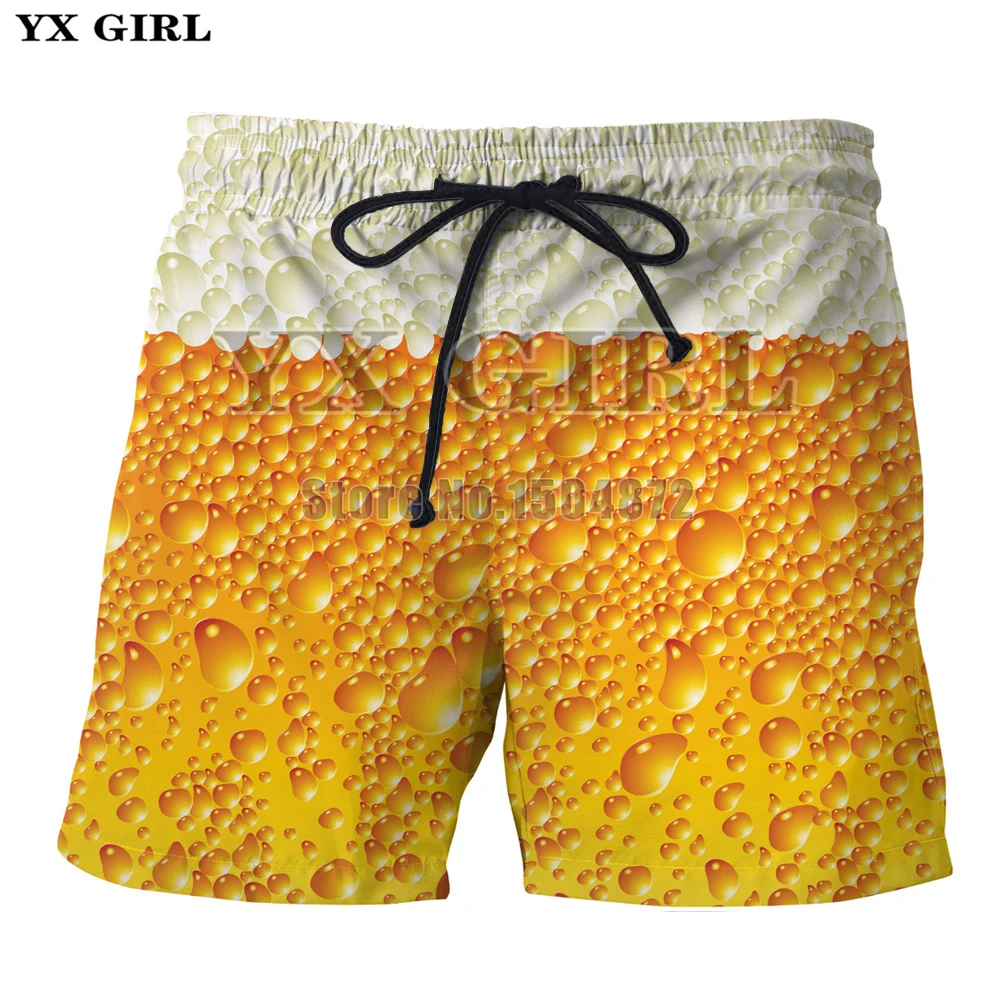 

YX Girl Mens Casual Shorts Food Beer/Fruit/Cookies/ice cream 3d Printed Beach Shorts for Men Trousers Shorts With Drawstring