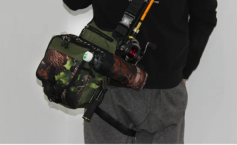Description Picture 3 of itemFishing Bag Rod Hanging Multi-purpose Lure Waist Bags Square Camoflage Lure Tackle Storage Shoulder Messenger Nylon Bags