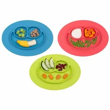 Mini Size Smile 1 pc Baby Silicone Placemat Divided Dish Bowl Plates Food Grade Silicone Placemats Kids Suction to Dining Table